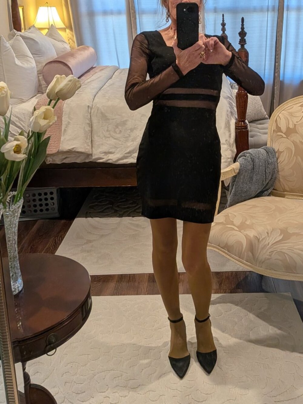 J for Justify Fitted Stretch Mini Little Black Dress Zip Back Size M